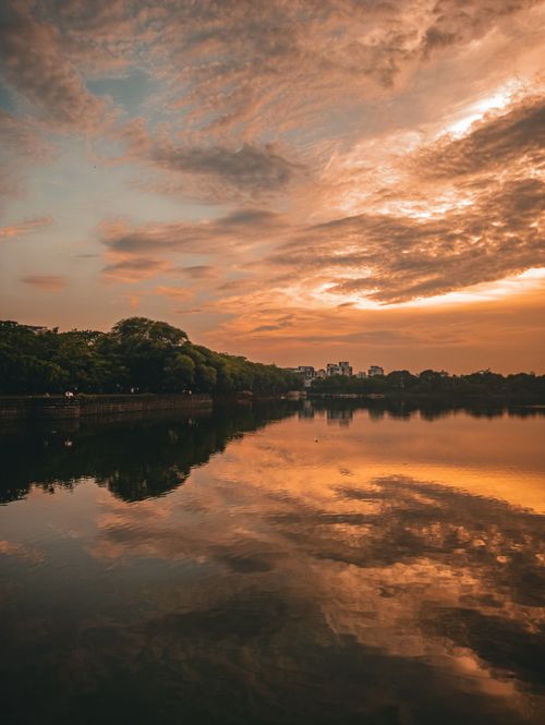 Free stock photo of beautiful sky, black sky, blue lake Stock Photo