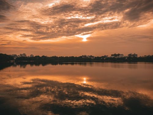Free stock photo of beautiful sky, black sky, blue lake Stock Photo