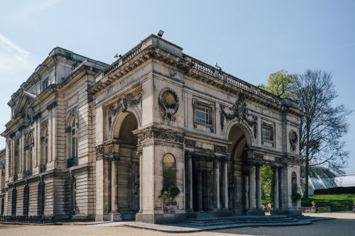 Free Stunning view of a historic Baroque building exterior with ornate details and arches. Stock Photo