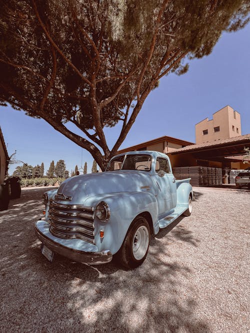 Photo of a Vintage Blue Car 