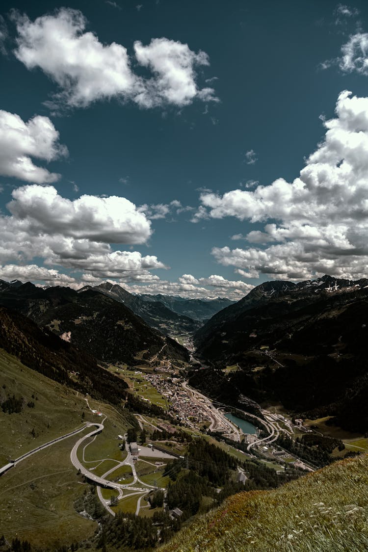 Aerial View Of City In Valley