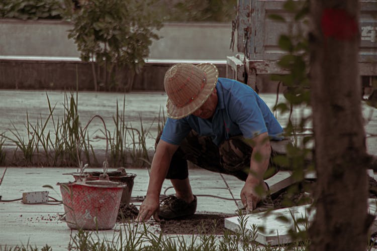 Man Gardening In The Garden