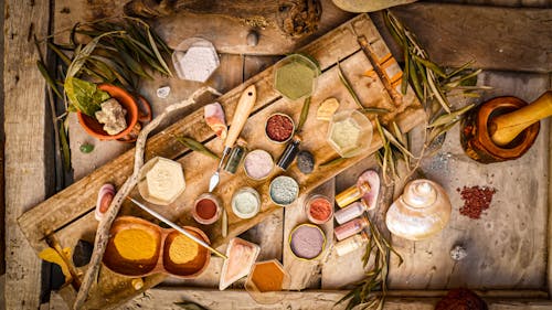 Ingredients on a Wooden Tray 