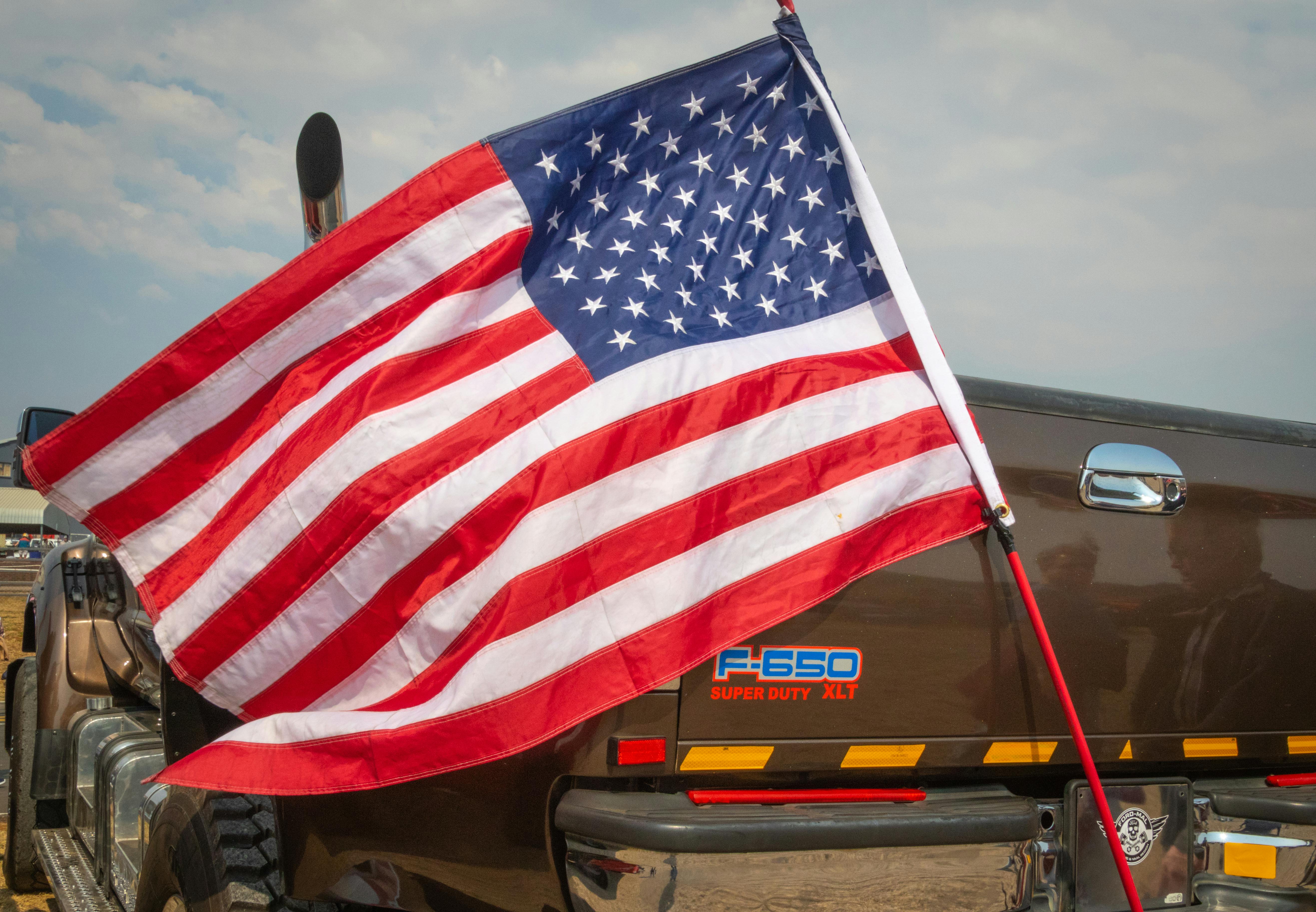 Free stock photo of america, American flag, car show