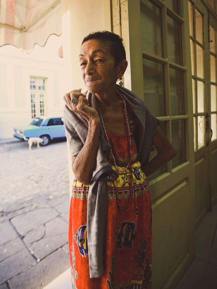 Elderly Woman Wearing Jewelry