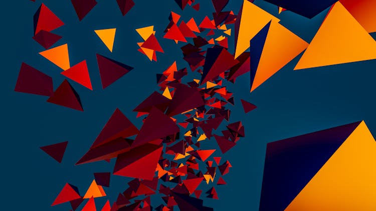 Colorful Triangles On Blue Background 