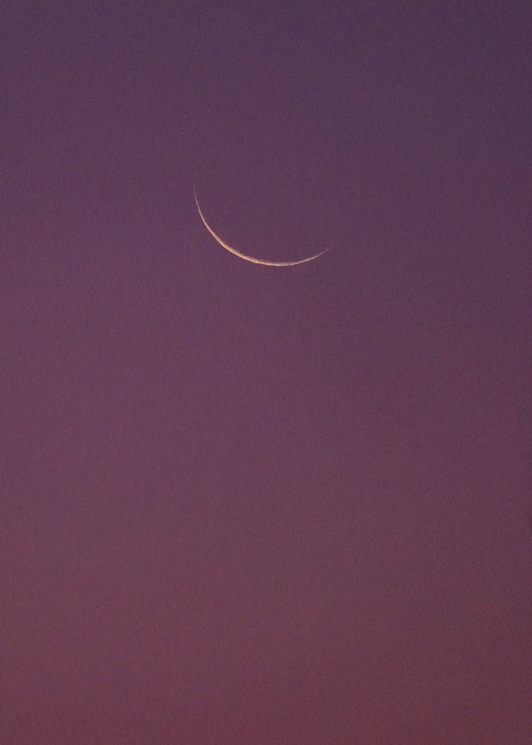 Crescent Moon In Purple Sky