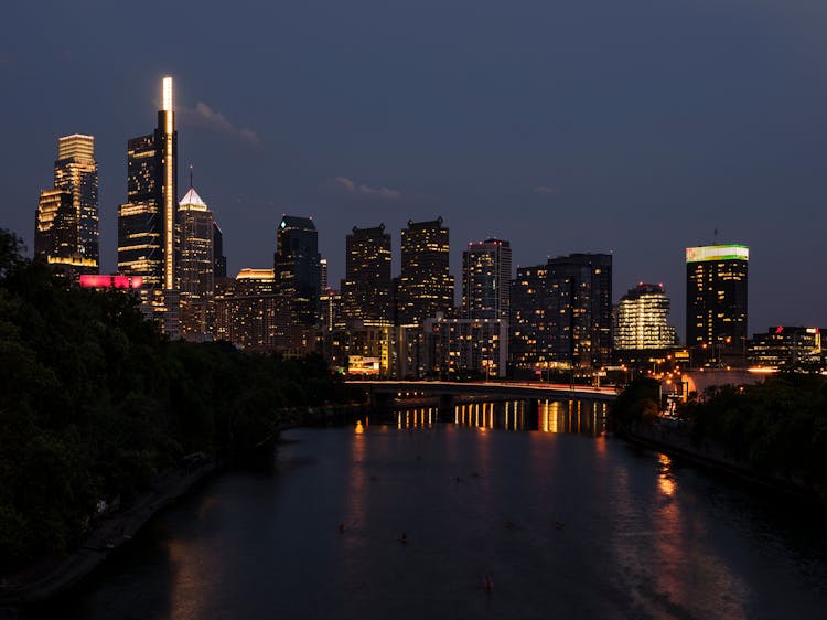 Photograph Of The City Of Philadelphia At Night