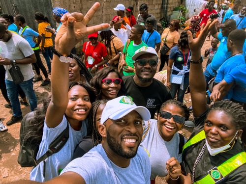 Free Myself and my group of friends volunteering  Stock Photo