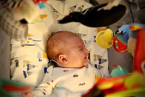 Free Overhead Shot of a Baby Crying Stock Photo