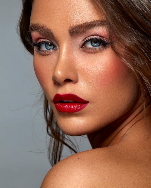 Close-Up Shot of a Woman With Makeup