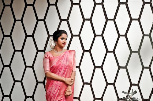 Woman in Pink Saree