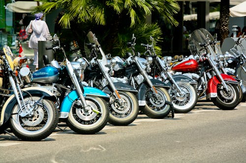 Harley Davidson Motorcycles Parked Side by Side