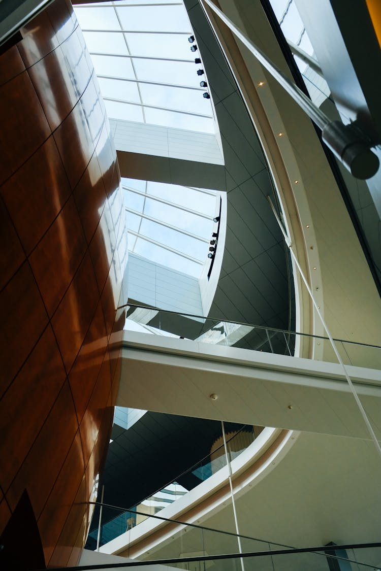 Low Angle Shot Of Modern Airport Ceiling