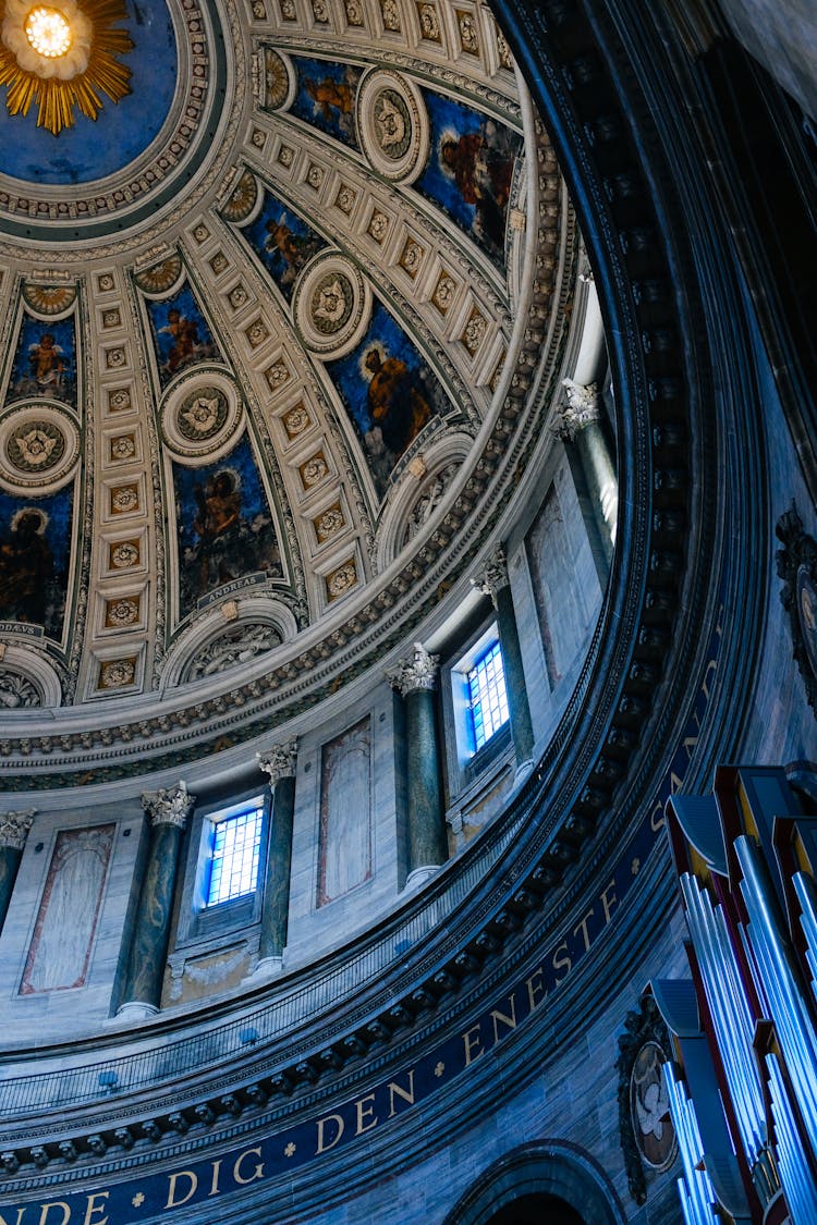 Ornamented Dome In Cathedral