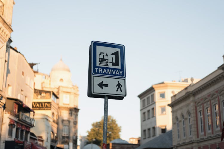 A Tramway Directional Street Sign