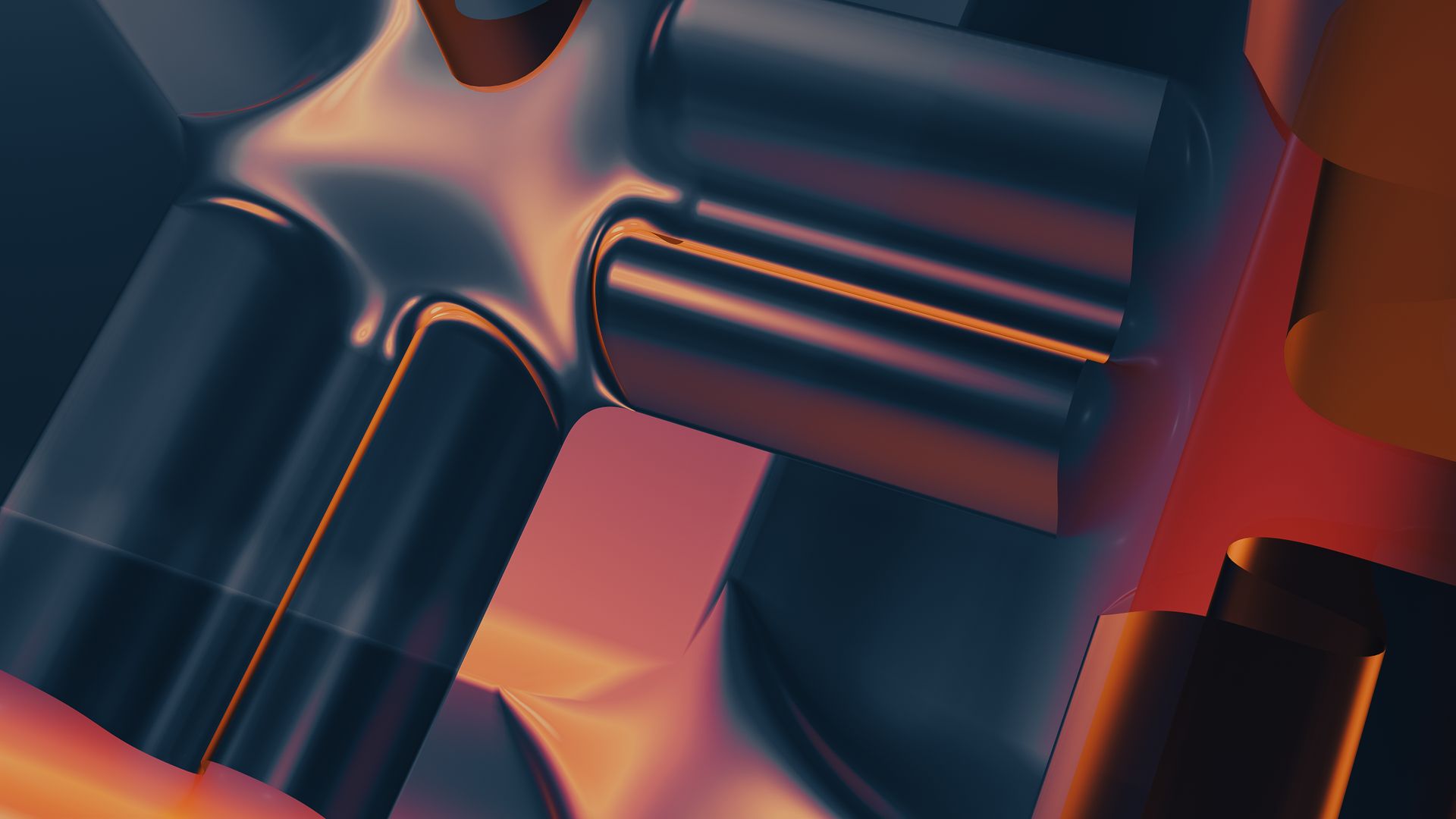 Abstract 3D render featuring metallic shapes and vibrant color gradients, depicting a modern artistic concept.