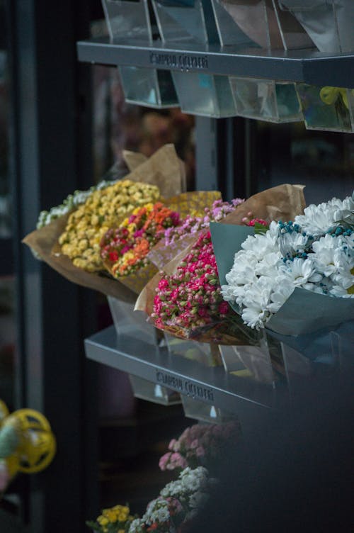 Bouquet of Colorful Flowers on a Stand