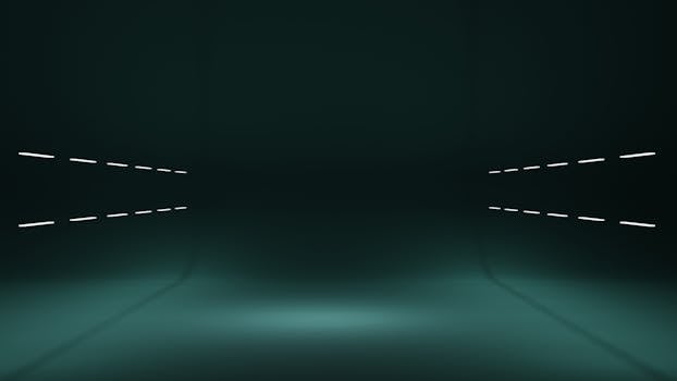 A dark, futuristic tunnel with glowing neon stripes creating an abstract effect.