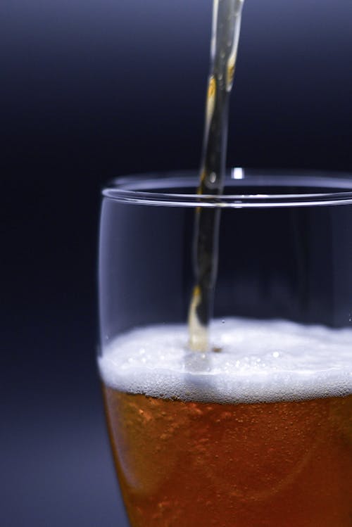 Close-Up Shot of a Beer Glass