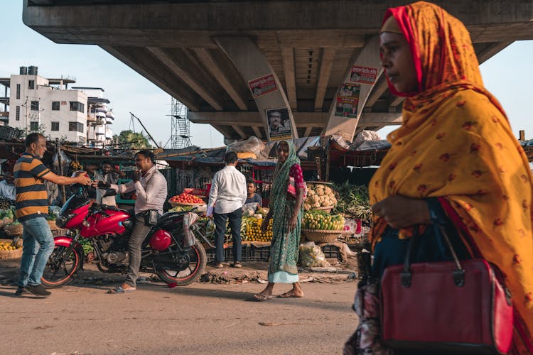 People Doing Business In A Market