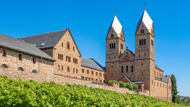Church Towers in Eibingen Abbey Convent in Germany