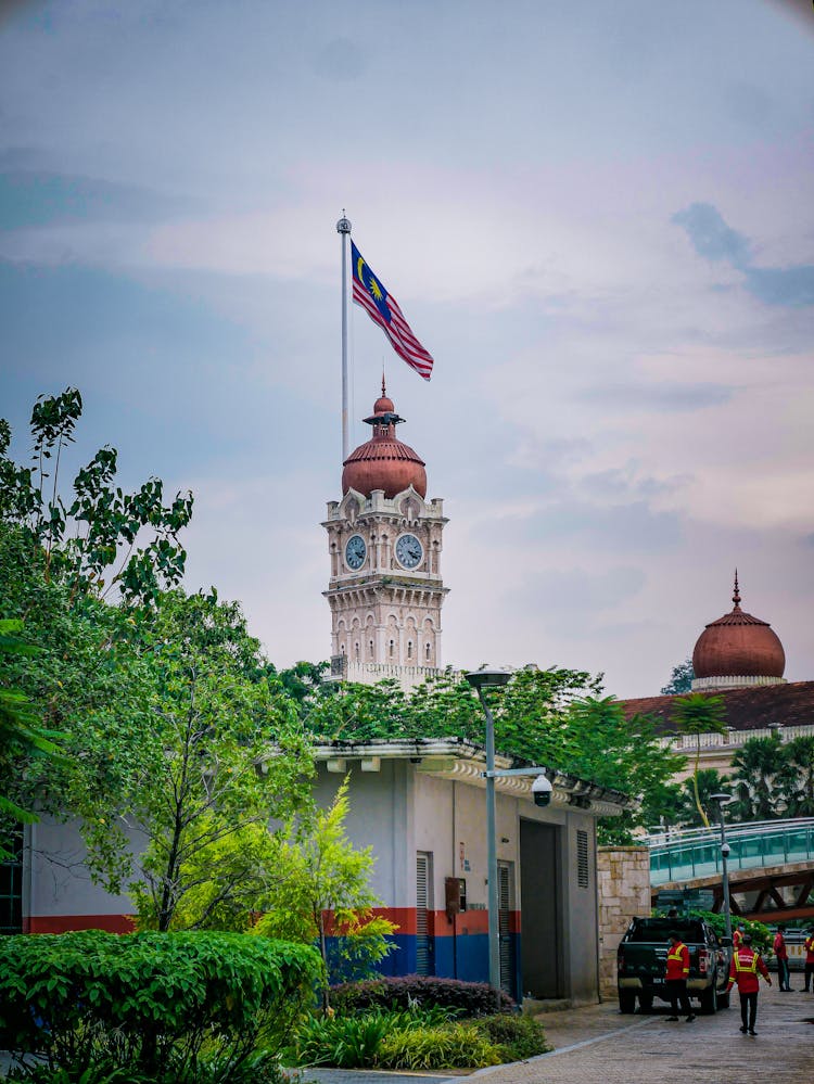 Malaysian Flag Above Sultan Abdul Samad Building