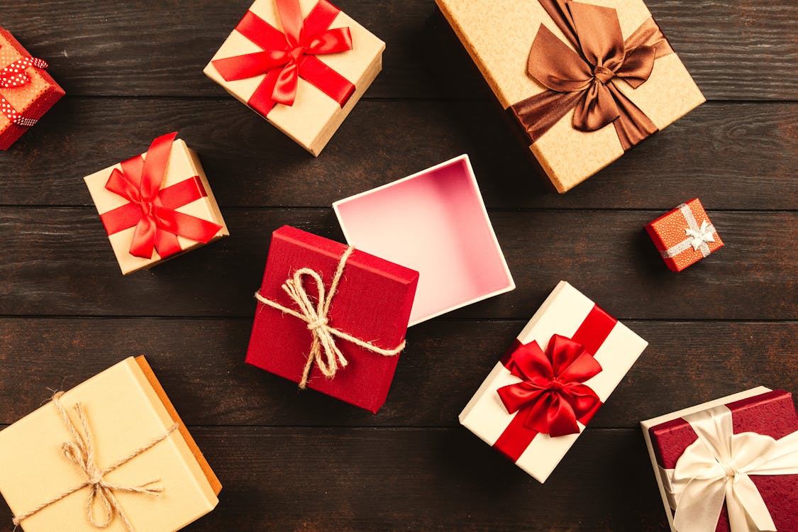 Free White And Red Gift Boxes Stock Photo