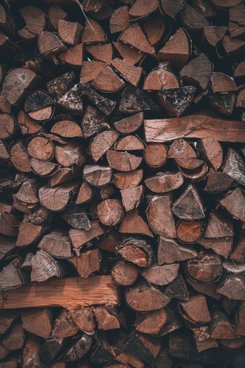 Free Close-up view of neatly stacked firewood logs in a rustic style. Stock Photo