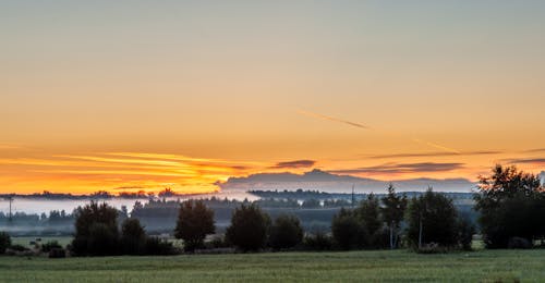 Darmowe zdjęcie z galerii z pole trawy, świt, wschód słońca