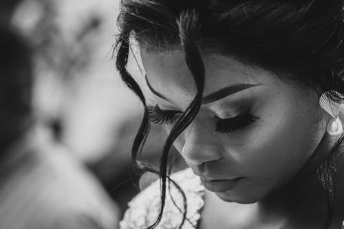 Grayscale Photo of Woman's Face