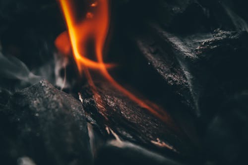 A Macro Shot of Burning Charcoal