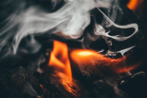 A Macro Shot of Burning Charcoal