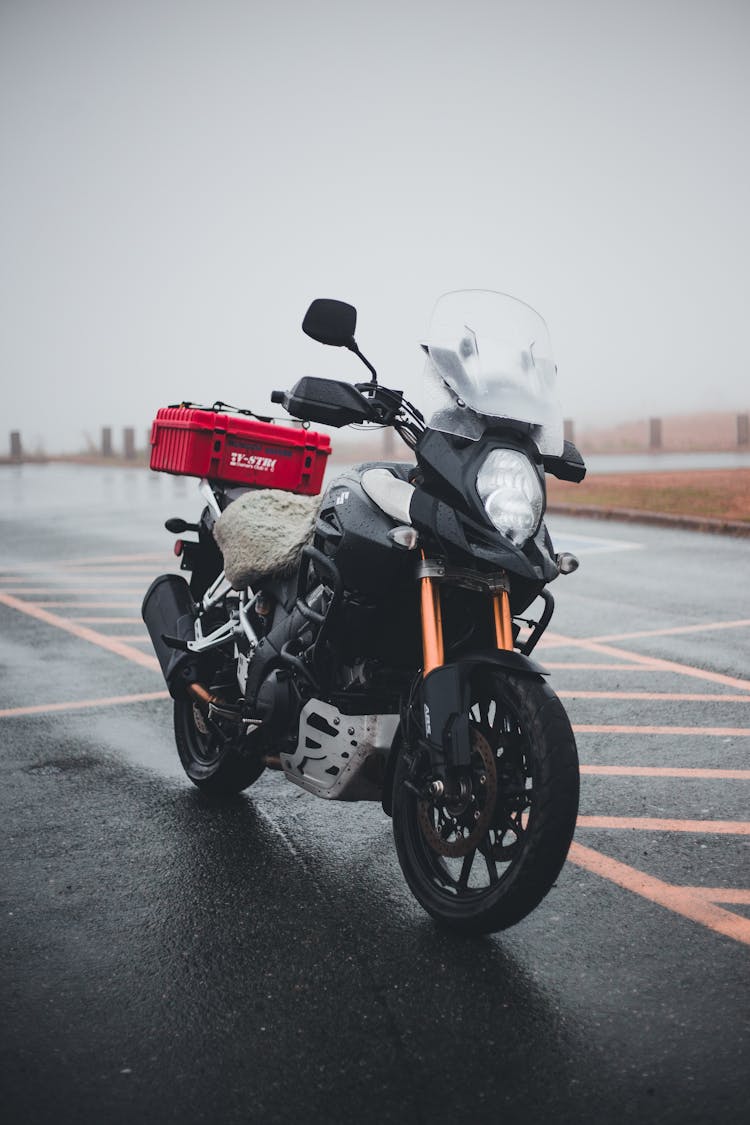 Motorbike On Empty Parking