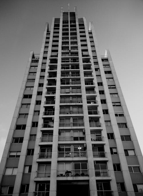 Grayscale Photo of Concrete Building