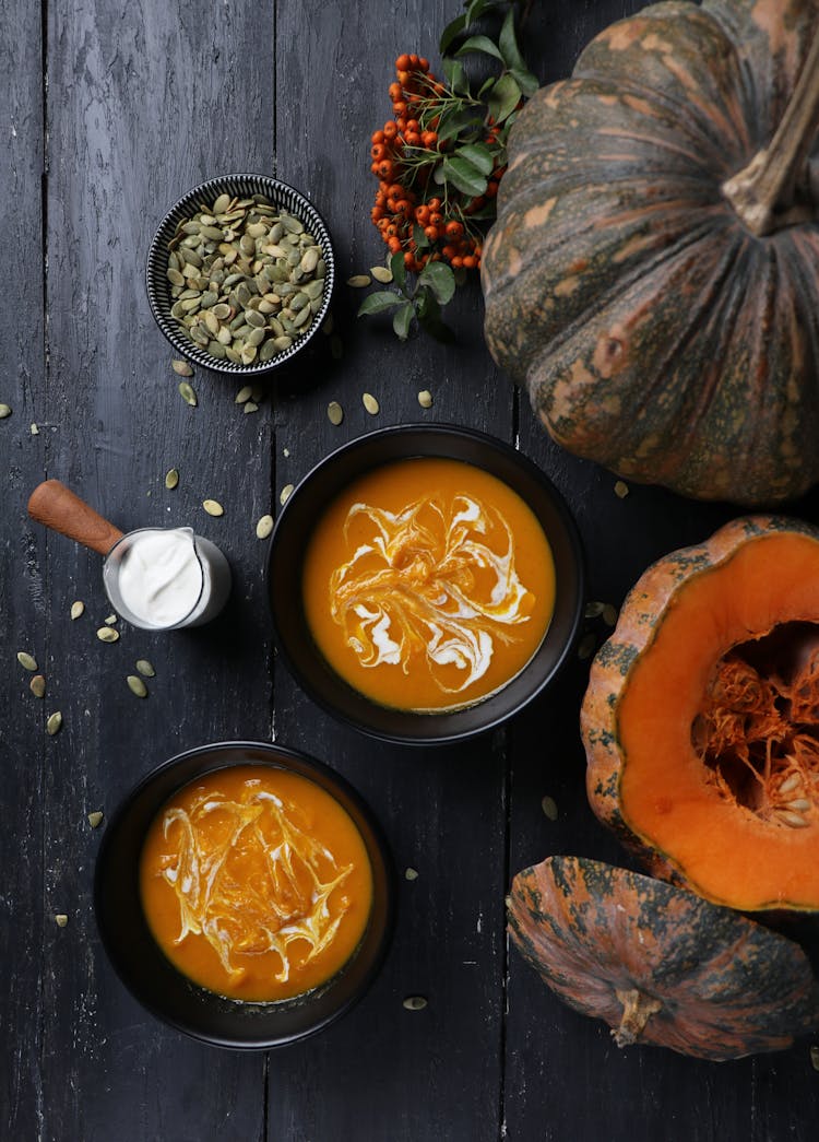 Bowls Of Pumpkin Soup