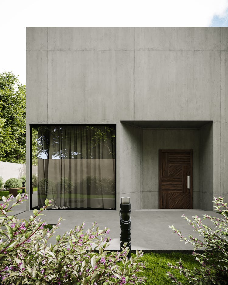 Concrete House With Glass Window