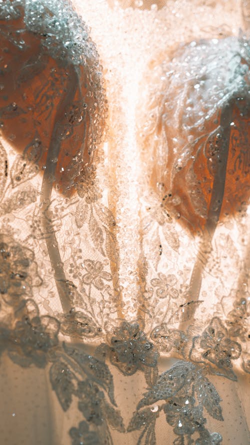 Close-Up Shot of a White Wedding Dress