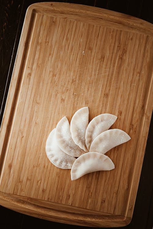 Dumplings on a Wooden Board 