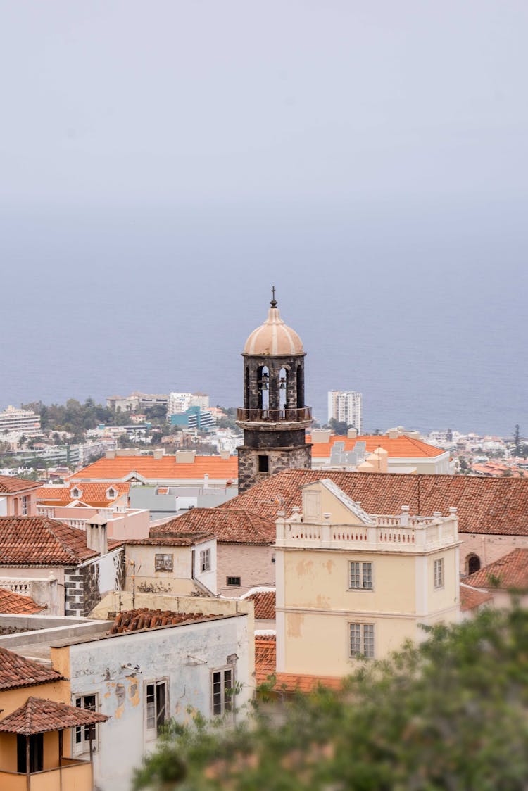 Photo Of The Tower Of The Iglesia De Santo Domingo Church Towering Over A Town, La Orotava, Tenerife, The Canary Islands, Spain