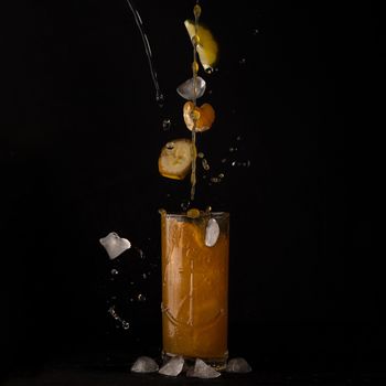 Fresh Fruits and Cold Drink on Glass Cup