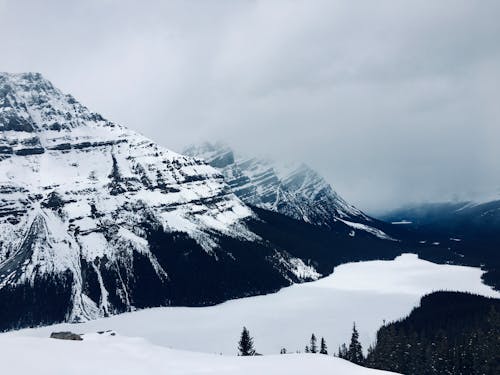 Snow Covered Mountain the Under Cloudy Sky