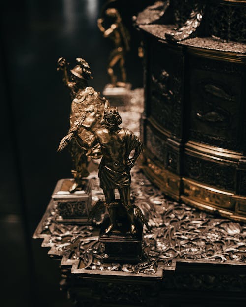 Metallic Figurine in Close-up Shot