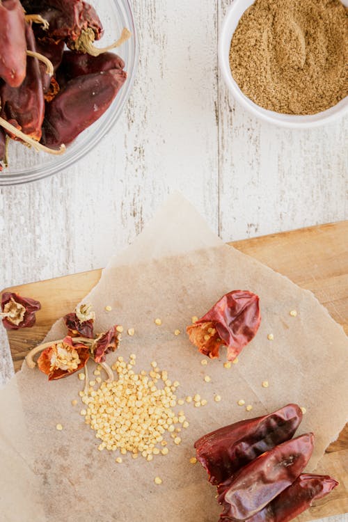 Dried Red Bell Peppers on a Parchment Paper 