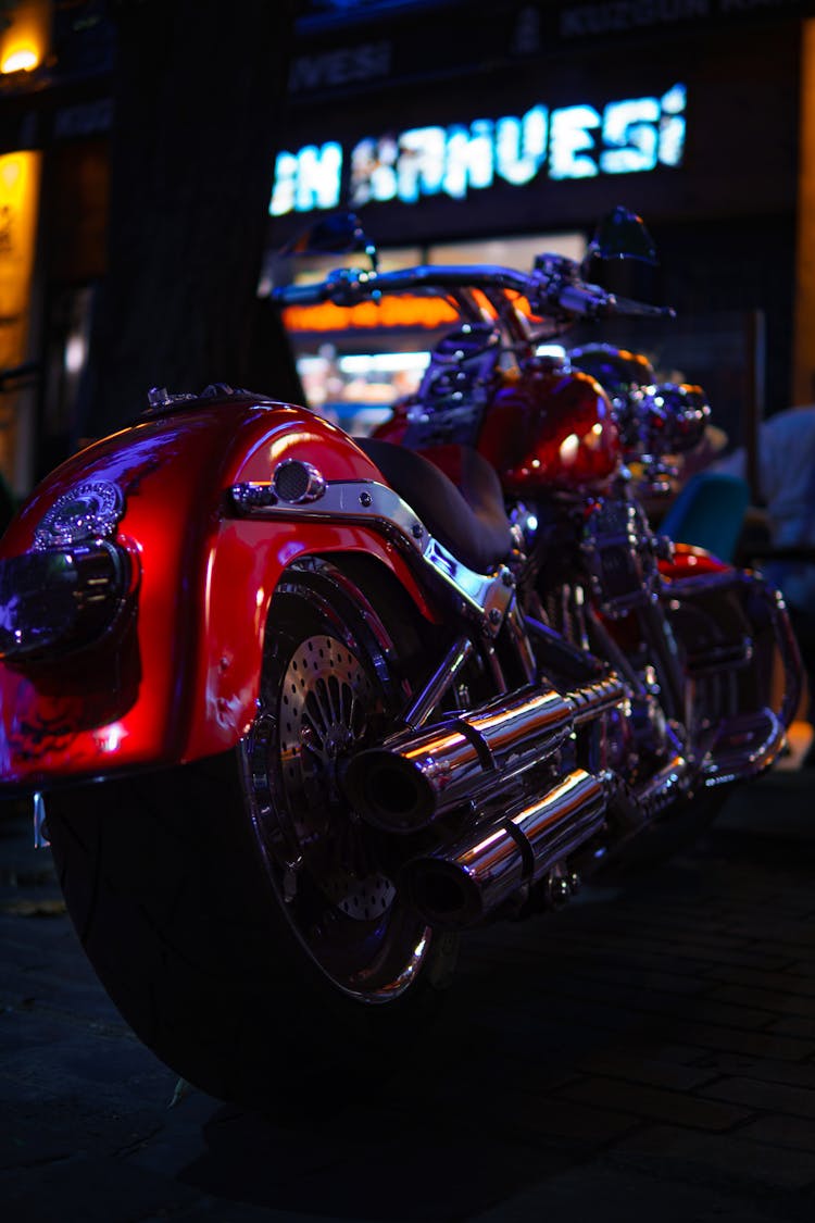 Close Up Shot Of A Big Bike 