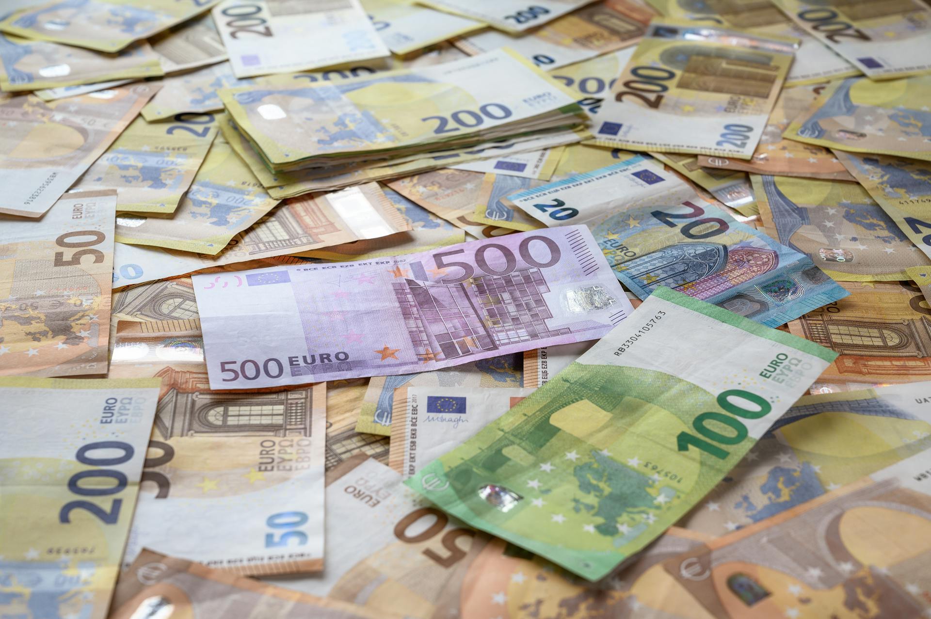 Scattered Euro Banknotes