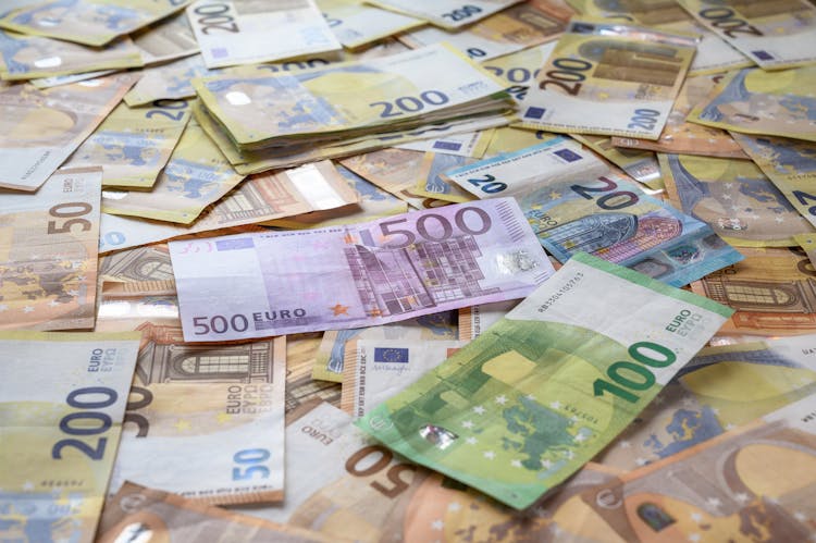 Scattered Euro Banknotes