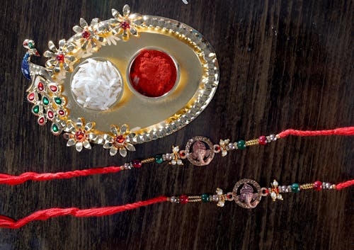 Raakhi - a traditional indian wrist band which is a symbol of love between brothers and sisters.