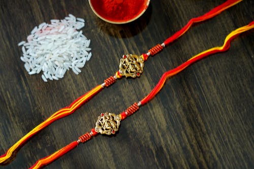 Raakhi - a traditional indian wrist band which is a symbol of love between brothers and sisters.