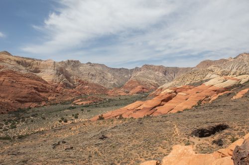 Free Majestic view of a red rock canyon under a bright blue sky, showcasing natural geological formations. Stock Photo